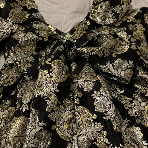 ASOS LUXE Curve jacquard baby doll mini dress with puff sleeves 16 - Picture 7 of 9